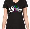 Metastatic Breast Cancer Ribbon Shirt, Believe in Miracles Shirt, MBC Shirt, Breast Cancer Awareness tee, Cancer Ribbon Women V-neck T Shirt
