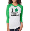 SignatureTshirts Unisex I Love Beer St. Patrick's Day Irish Funny Party 3/4 Sleeve Raglan tee