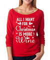 SignatureTshirts Women's All I Want for Christmas is More Wine Raglan Tee