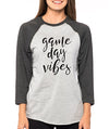 SignatureTshirts Woman's Game Day Vibes 3/4 Sleeve Cute Sports Raglan T-Shirt