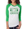 SignatureTshirts Womens Actually it is Easy Being Green St. Patrick's Day Irish Funny Party 3/4 Sleeve Raglan Tee