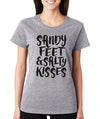 SignatureTshirts Woman's Crew Sandy Feet & Salty Kisses Cute Funny Beach Shirt
