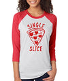 SignatureTshirts Woman's 3/4 Sleeve Single Slice Cute Funny Pizza Hearts Shirt