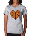 SignatureTshirts Womens Basketball Heart Crewneck Tee Grey