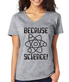 SignatureTshirts Women's Because Science! Atom V-Neck Cool Nerdy Funny T-Shirt