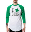SignatureTshirts Unisex I Love Beer St. Patrick's Day Irish Funny Party 3/4 Sleeve Raglan tee