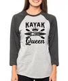 SignatureTshirts Woman's Kayak Queen 3/4 Sleeve Raglan Cute Outdoors Oars T-Shirt