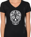 Sugar Skull T shirt - Sugar Skull - Black Skull Shirt - Sugar Skull Clothing - Skull Clothing - Boho Clothing -Halloween Shirt - Plus V neck