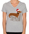 Funny Christmas Shirt - Dachshund Through The Snow Shirt - Womens Christmas Tee - Womens Christmas - Plus Size - V neck Womens Shirt - Xmas