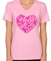 Plus Size Pink Ribbon Heart Shirt, Breast Cancer Shirt, October Pink Ribbon Shirt, Support Breast Cancer Survivor, Breast Cancer Walk V neck