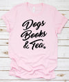 Dogs Books and Tea T-Shirt Funny Unisex Womens Mens t shirt Birthday Gift for Sister, Dog Mom Gifts  - Dog Lover - Animal Rescue - Dog Shirt