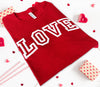 Love Shirt, Valentines Day shirt, Galentines Day top, gift for girlfriend, cute LOVE womens Valentines Shirt, puff love design, Embossed