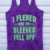 I Flexed and the sleeves fell off Racerback fitness Tank Motivational Workout Tank Top Gym Shirt work out Tank  typographic tank Purple tank