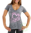 Womens Burnout Tshirt Drop It Like A Squat ® workout shirt gym shirt gift Juniors grey V Neck tee shirt